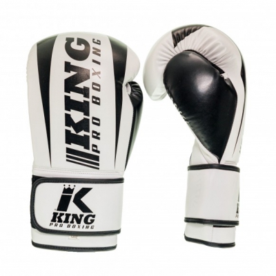 KING PRO Boxing - rękawice bokserskie ręcznie szyte - biało/czarne