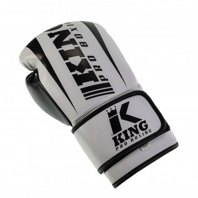 KING PRO Boxing - rękawice bokserskie ręcznie szyte - biało/czarne