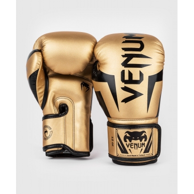 Venum ELITE - rękawice bokserskie- czarno/złote